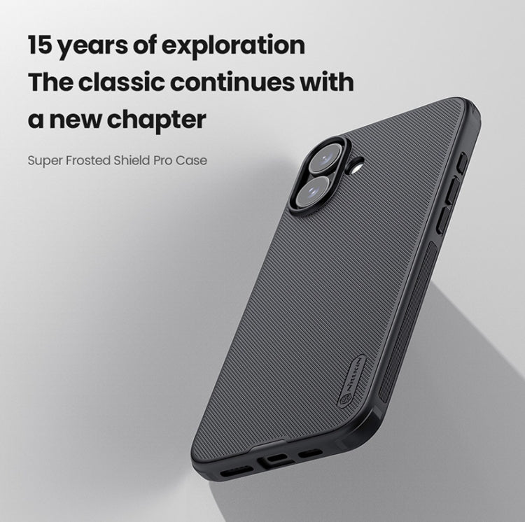 For iPhone 16 NILLKIN Frosted Shield Pro PC + TPU Phone Case(Black)
