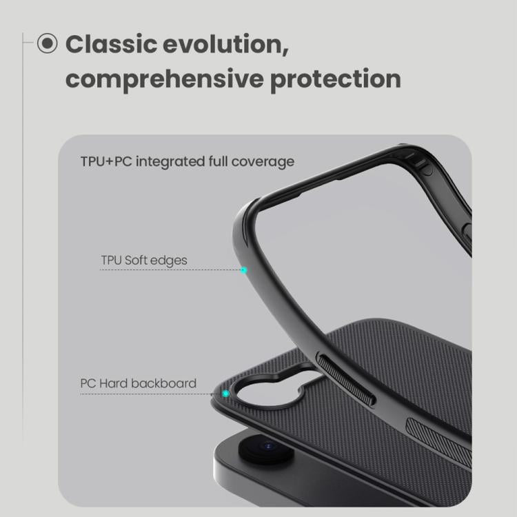 For iPhone 16e NILLKIN Frosted Shield Pro PC + TPU Phone Case(Black)