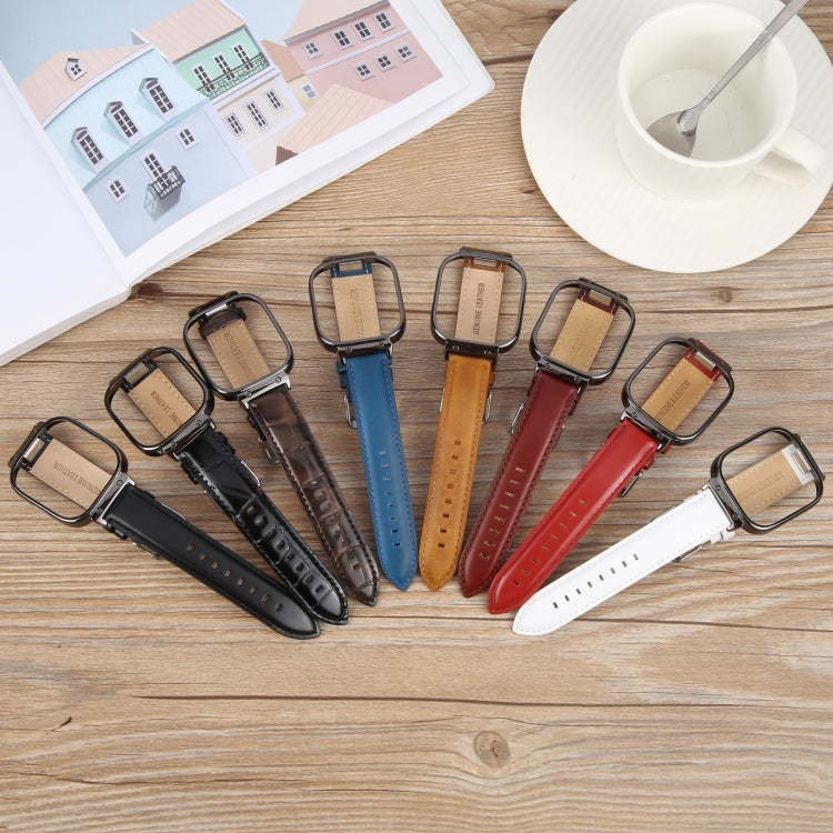 For Redmi Watch 4 Metal Black Frame Genuine Leather Watch Band(Bamboo Black)