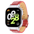 For Redmi Watch 4 Metal Silver Frame Genuine Leather Watch Band(Red) - free shipping - PMc TechLife - Order now!