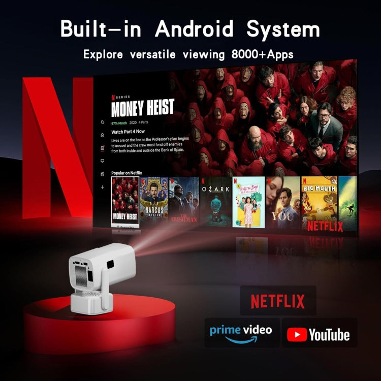 Y7S 720P Android 11 OS Portable Home WiFi Projector with Speaker, CPU:RK3326(EU Plug)