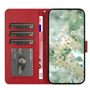 For iPhone 16e Floral Embossed Pattern Leather Phone Case(Red)