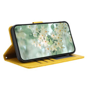 For iPhone 16e Floral Embossed Pattern Leather Phone Case(Yellow)