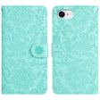 For iPhone 16e Floral Embossed Pattern Leather Phone Case(Light Green) - iPhone 16e Cases by PMC TechLife | Online Shopping South Africa | PMC TechLife | Buy Now Pay Later Mobicred