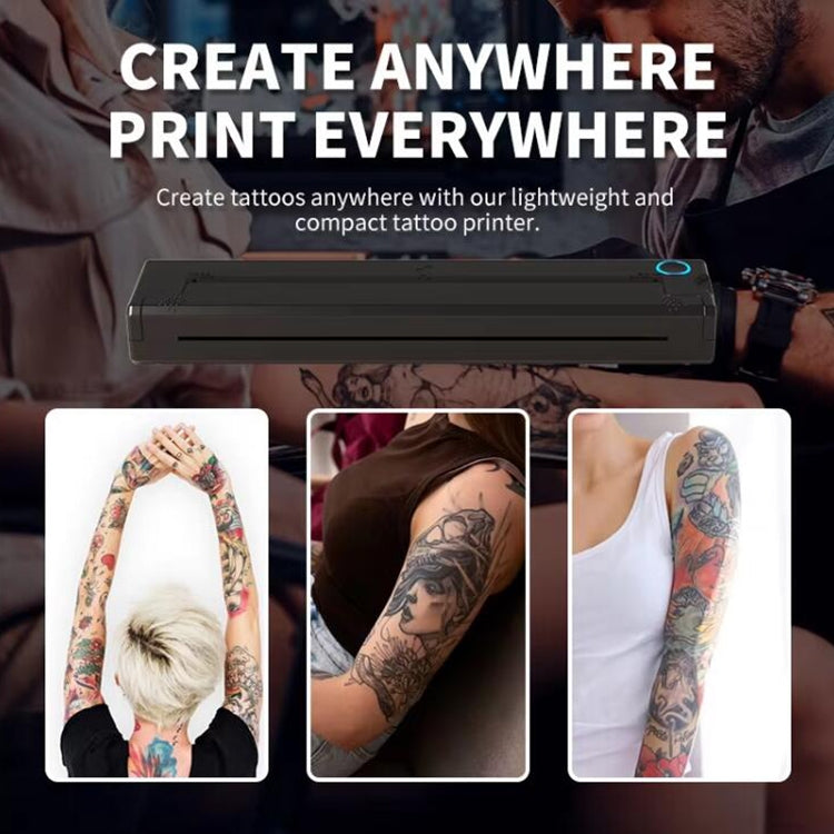 A41 203DPI Portable Tattoo Printer Office Study Bluetooth HD Thermal Printer(Black)
