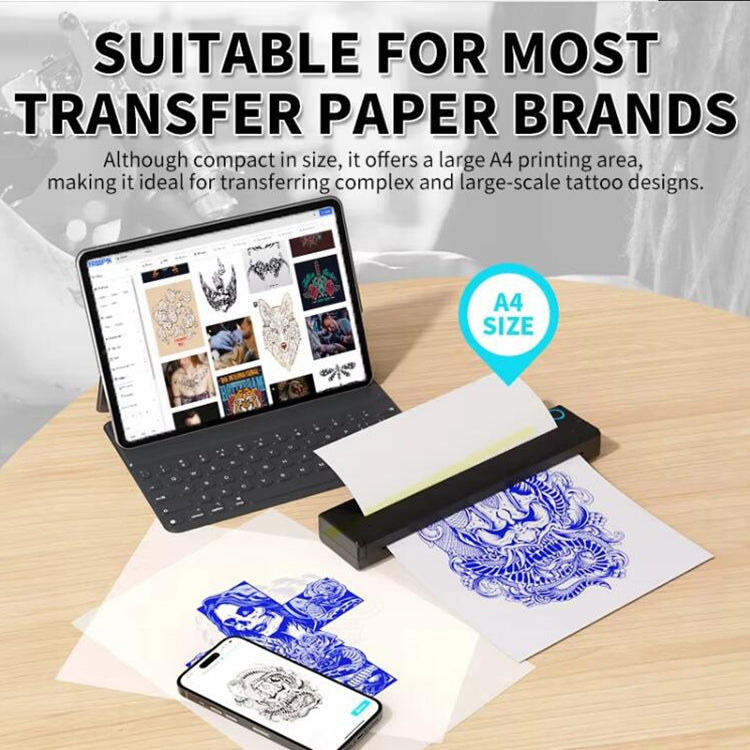 A41 203DPI Portable Tattoo Printer Office Study Bluetooth HD Thermal Printer(Black)