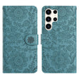 For Samsung Galaxy S25 Ultra 5G Floral Embossed Pattern Leather Phone Case(Dark Green) - Galaxy S25 Ultra 5G Cases by PMC Jewellery | Online Shopping South Africa | PMC Jewellery | Buy Now Pay Later Mobicred
