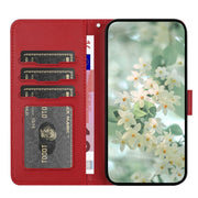 For Samsung Galaxy S25 5G Floral Embossed Pattern Leather Phone Case(Red)