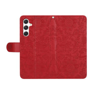 For Samsung Galaxy S25 5G Floral Embossed Pattern Leather Phone Case(Red)
