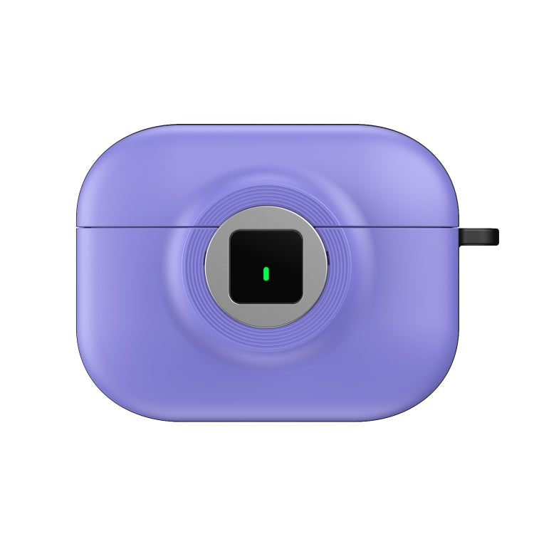 For AirPods Pro 2 Camera Series PC + TPU Headset Shockproof Carbon Fibre Case(Purple)