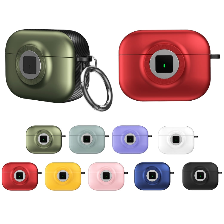 For AirPods Pro 2 Camera Series PC + TPU Headset Shockproof Carbon Fibre Case(White)