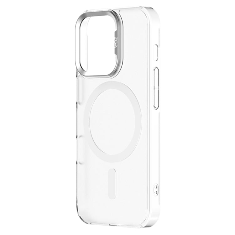 For iPhone 16 Pro Max ZGA Magsafe Clear PC Tempered Glass Phone Case(Frosted White)