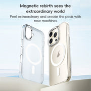 For iPhone 16 Pro ZGA Magsafe Clear PC Tempered Glass Phone Case(Frosted White)