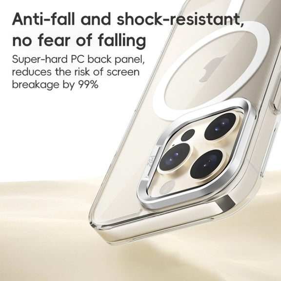For iPhone 16 Pro Max ZGA Magsafe Clear PC Tempered Glass Phone Case(Frosted White)