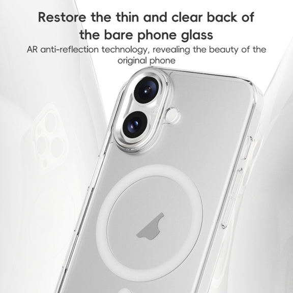 For iPhone 16 Pro ZGA Magsafe Clear PC Tempered Glass Phone Case(Frosted White)