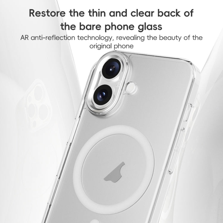 For iPhone 16 Pro ZGA Magsafe Clear PC Tempered Glass Phone Case(Frosted White)