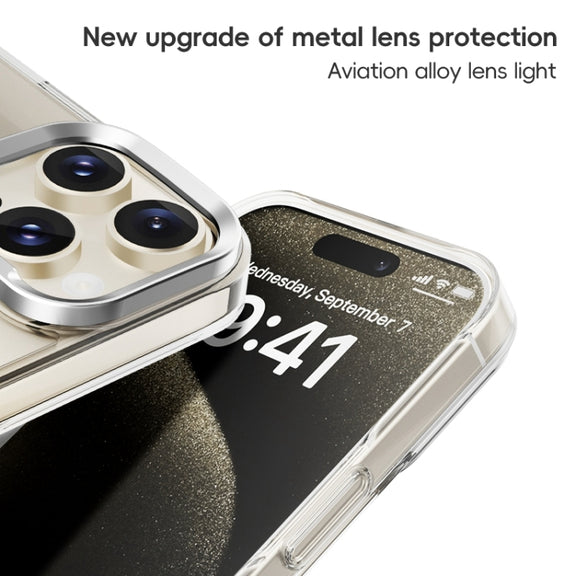 For iPhone 16 Pro Max ZGA Magsafe Clear PC Tempered Glass Phone Case(Frosted White)