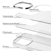 For iPhone 16 Pro Max ZGA Magsafe Clear PC Tempered Glass Phone Case(Frosted White)