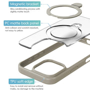 For iPhone 16 Pro Max ZGA Magsafe Holder PC Hybrid TPU Phone Case(Grey)