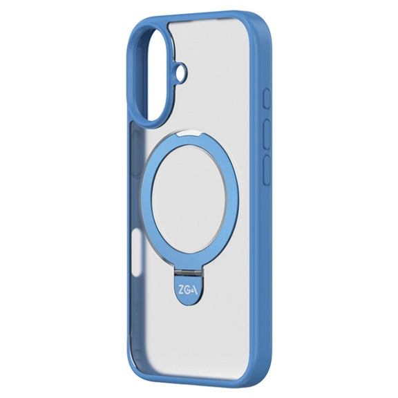 For iPhone 16 Plus ZGA Magsafe Holder PC Hybrid TPU Phone Case(Blue)