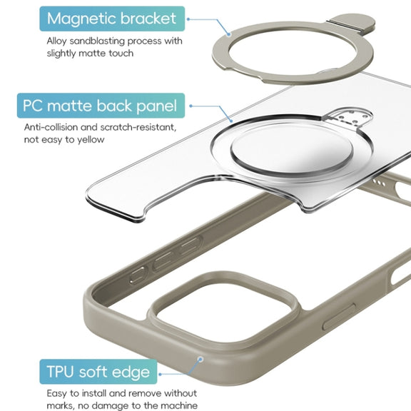 For iPhone 16 Plus ZGA Magsafe Holder PC Hybrid TPU Phone Case(Blue)