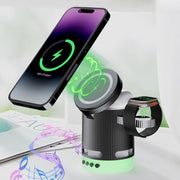 H61 15W 4 in 1 Multifunctional Foldable Wireless Charger Bluetooth Speaker(White)