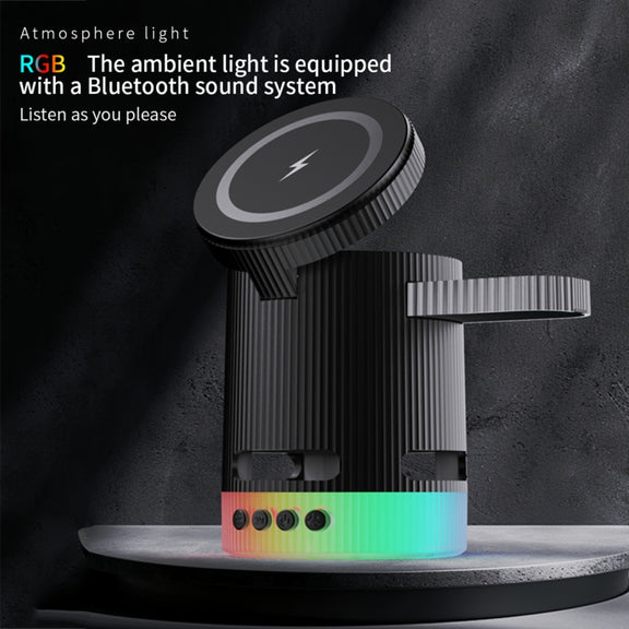 H61 15W 4 in 1 Multifunctional Foldable Wireless Charger Bluetooth Speaker(White)