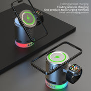 H61 15W 4 in 1 Multifunctional Foldable Wireless Charger Bluetooth Speaker(White)