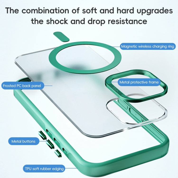 For iPhone 16 ZGA Magsafe Frosted PC Hybrid TPU Phone Case(Pink)
