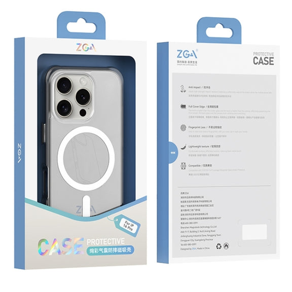 For iPhone 16 Pro ZGA Colorful Airbag Magsafe PC Hybrid TPU Phone Case(Black)