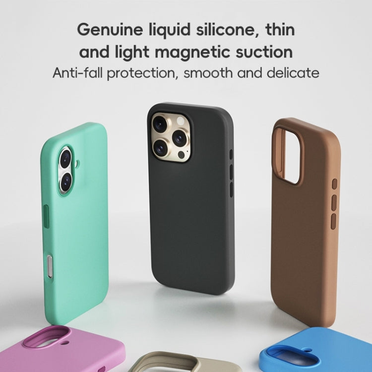 For iPhone 16 ZGA Colorful Liquid Silicone Magsafe Phone Case(Black)