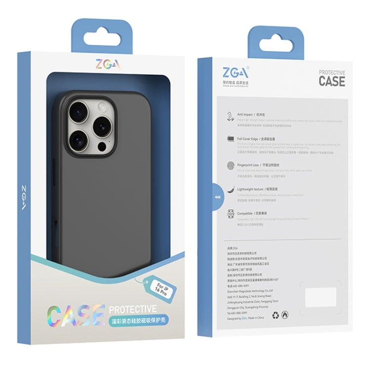 For iPhone 16 ZGA Colorful Liquid Silicone Magsafe Phone Case(Green)