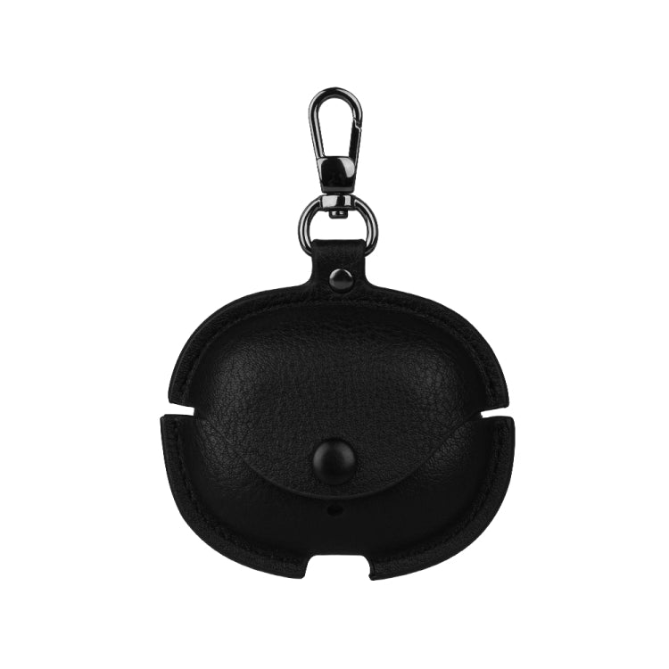 For Realme Buds Air 5 Pro Leather Earphone Protective Case with Hook(Black)