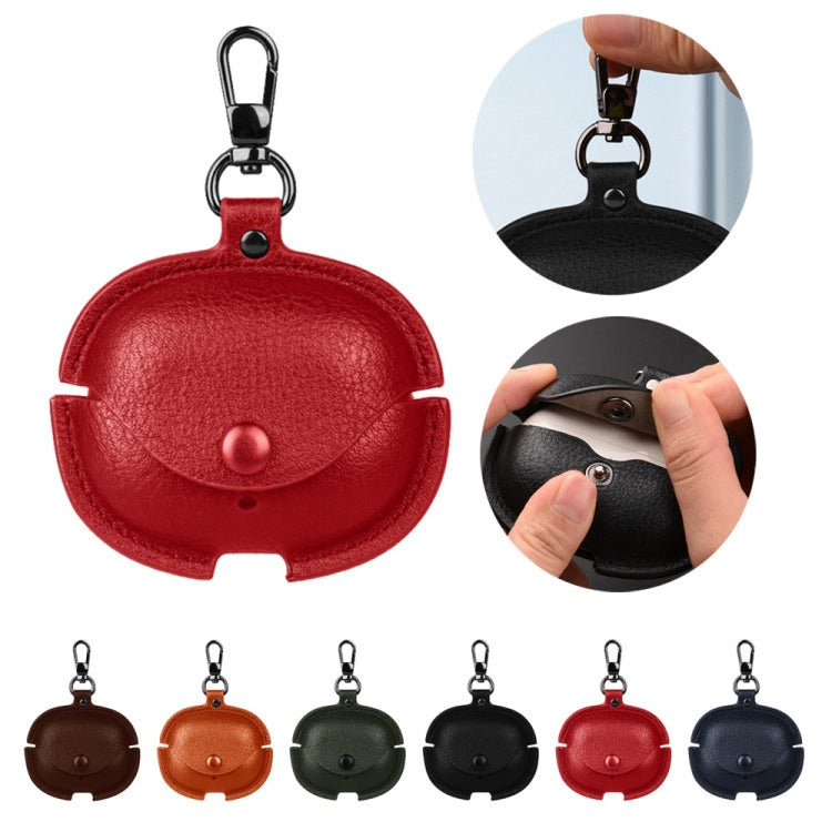 For Realme Buds Air 5 Pro Leather Earphone Protective Case with Hook(Green)