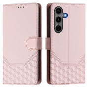 For Samsung Galaxy S25+ 5G Honeycomb Embossing RFID Leather Phone Case(Pink)