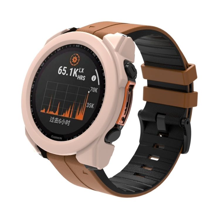 For Garmin Fenix 8 AMOLED 51mm Tempered Glass Film Integrated PC Watch Protective Case(Pink)