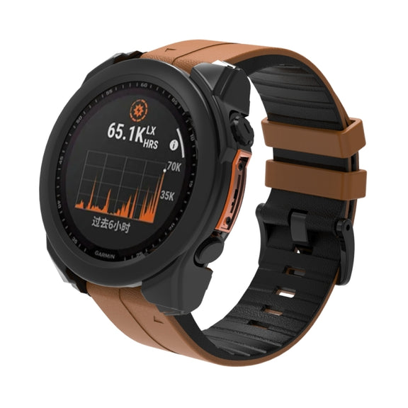 For Garmin Fenix 8 AMOLED 51mm Tempered Glass Film Integrated PC Watch Protective Case(Black)