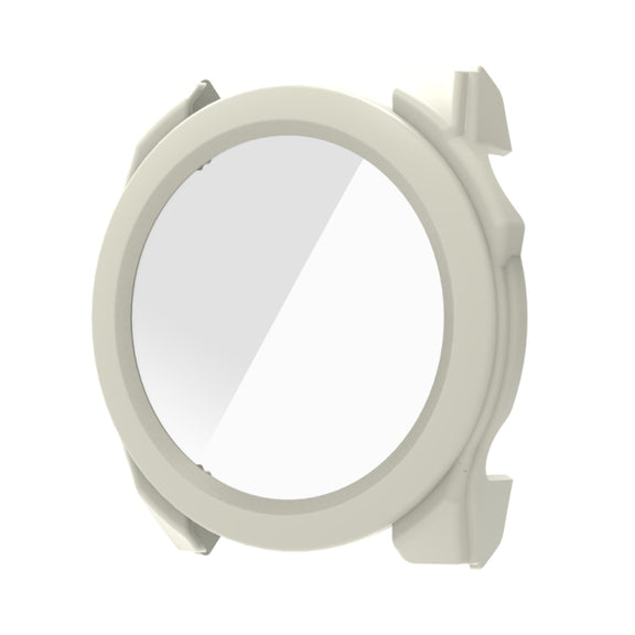 For Garmin Fenix 8 AMOLED 43mm Tempered Glass Film Integrated PC Watch Protective Case(Ivory White)