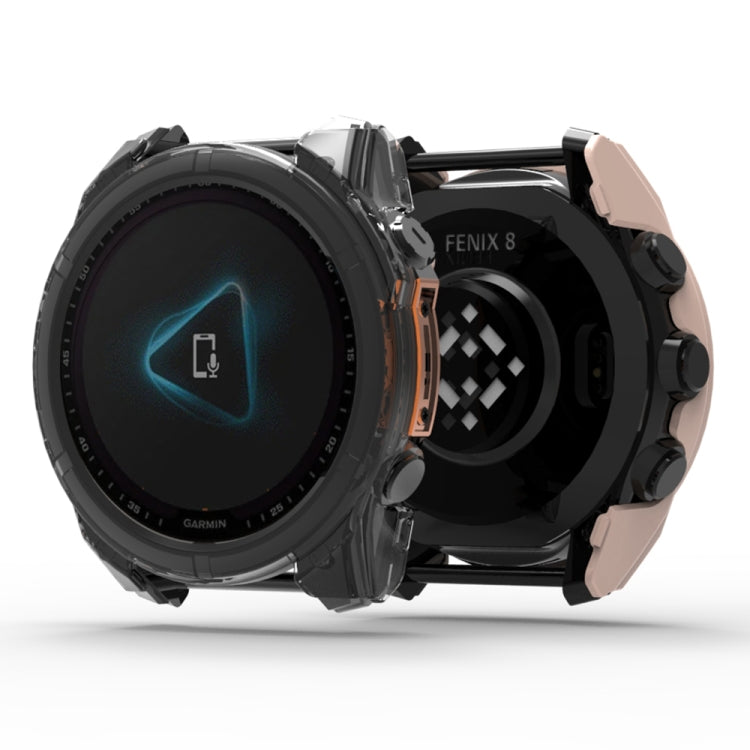 For Garmin Fenix 8 AMOLED 51mm Tempered Glass Film Integrated PC Watch Protective Case(Black)