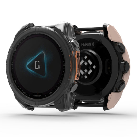 For Garmin Fenix 8 AMOLED 47mm Tempered Glass Film Integrated PC Watch Protective Case(Green)