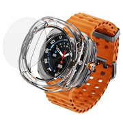 For Samsung Galaxy Watch Ultra 47mm Tempered Glass Film Integrated PC Watch Protective Case(Ivory White)