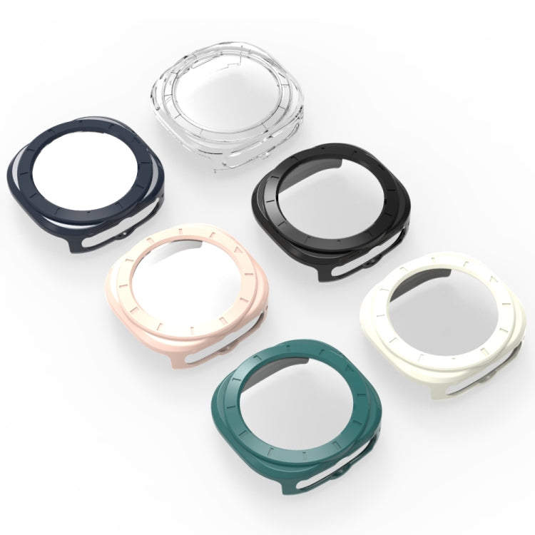 For Samsung Galaxy Watch Ultra 47mm Tempered Glass Film Integrated PC Watch Protective Case(Ivory White)