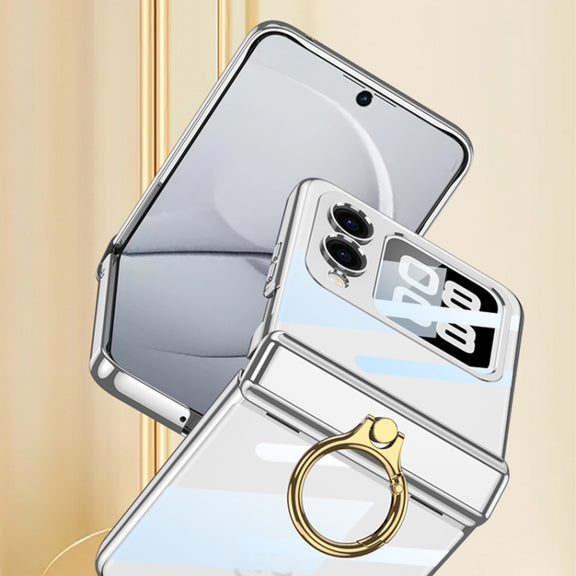 For Huawei nova Flip GKK Integrated  Magnetic Folding Phantom Rotary Phone Case with Ring Holder(Silver)