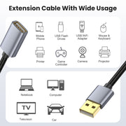 USB2.0 A Male to A Female Extension Data Charging Cable, Length:5m