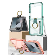 For Samsung Galaxy Z Flip6 / Flip7 FE GKK Airbag Protective Phone Case with Ring & Pen(Transparent)