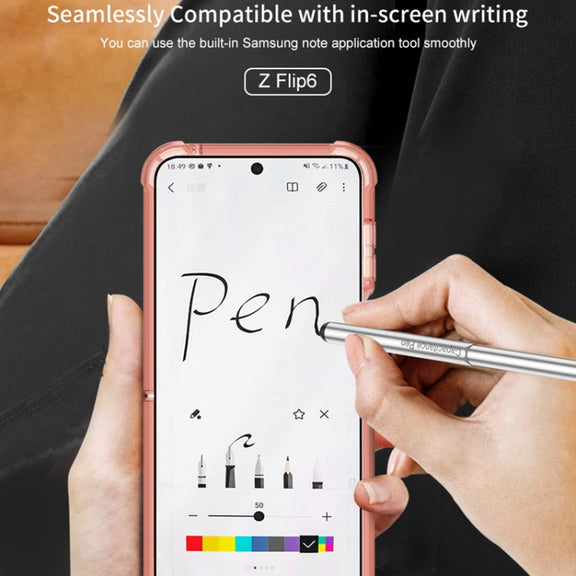 For Samsung Galaxy Z Flip6 / Flip7 FE GKK Airbag Protective Phone Case with Ring & Pen(Transparent)