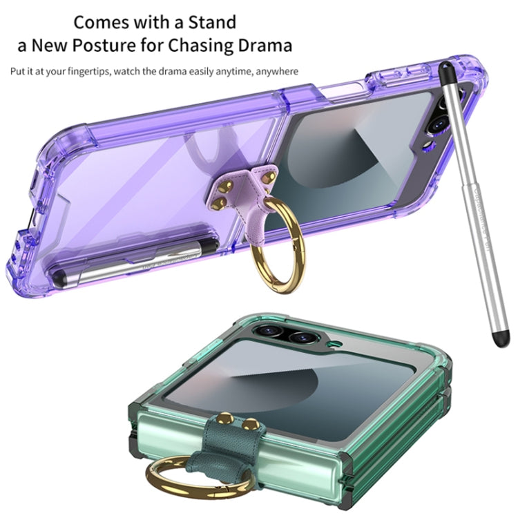 For Samsung Galaxy Z Flip6 / Flip7 FE GKK Airbag Protective Phone Case with Ring & Pen(Transparent)