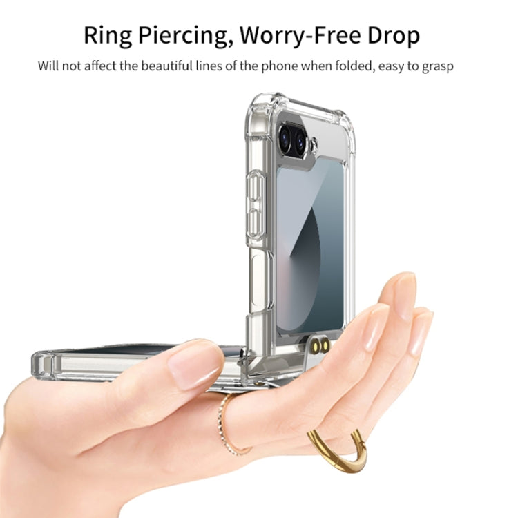 For Samsung Galaxy Z Flip6 / Flip7 FE GKK Airbag Protective Phone Case with Ring & Pen(Transparent)
