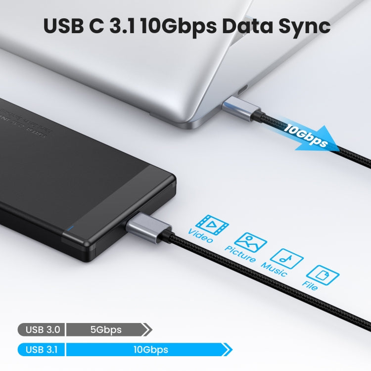 10Gbps USB-C / Type-C 3.1 to Micro B Mobile Hard Disk Adapter Cable, Length:3m