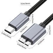 10Gbps USB-C / Type-C 3.1 to Micro B Mobile Hard Disk Adapter Cable, Length:3m